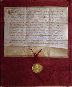 Verpflichtung des Kaisers Friedrich II. (1194-1250), König Ludwig IX. (1214-70) für den Siebten Kreuzzug 1246 mit Pferden, Waffen und Proviant zu versorgen