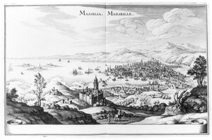Ansicht von Marseille, aus Topographia Galliae von Martin Zeiller, veröffentlicht 1655-61