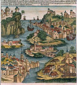 Ansicht des Bosporus, der vom Schwarzen Meer eintritt, aus der Nürnberger Chronik von Hartmann Schedel (1440-1514) 1493