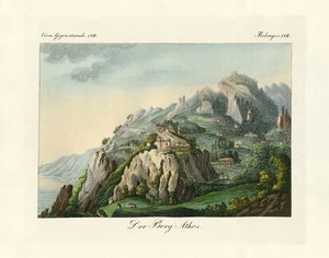 Ansicht des Berges Athos (Farbstich) von German School