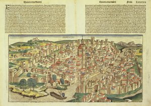 Ansicht der ummauerten Stadt Florenz, aus der Nürnberger Chronik von Hartmann Schedel, 1493
