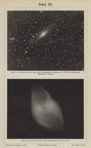 Ansichten des Andromedanebels und des Hantelnebels (Stich)