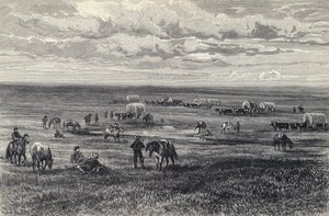 Wagenzug auf den Prärien von South Dakota, USA von German School