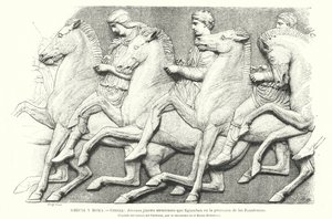 Junge athenische Reiter, Kopie eines Teils des Parthenon-Frieses aus Athen, antikes Griechenland