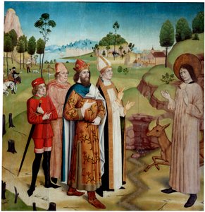 Der heilige Giles und König Wamba bei der königlichen Jagd, ca. 1470-1480 von German master.