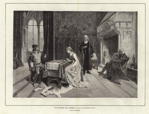 Ein Schachspiel (Gravur) von Gerolamo Induno