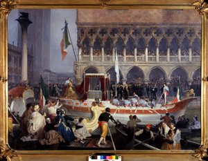 Der Einzug von Vittorio Emanuele II (Victor Emmanuel) (1820-1878) in Venedig