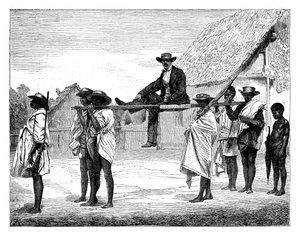 Afrikanische Eingeborene tragen einen weißen Mann, Afrika, 19. Jahrhundert von Gerome Staal