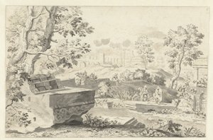 Landschaft mit antiken Ruinen von Gerrit Grasdorp (possibly)