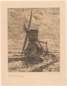 Mühle in einer flachen Landschaft