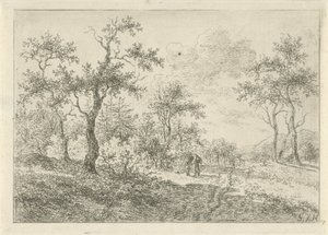 Waldreiche Landschaft mit einer Frau und einem Jungen von Gerrit Jan Michaëlis