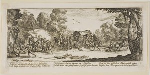 Angriff auf eine Kutsche, Platte acht aus Die großen Leiden des Krieges von Gerrit Lucasz van Schagen