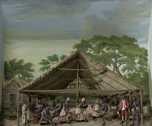 Diorama einer Du-Tanzfeier auf der Plantage von Gerrit Schouten