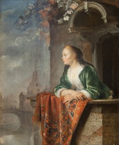 Junge Frau auf einem Balkon