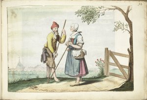 Bauernpaar im Gespräch von Gesina ter Borch (signed by artist)