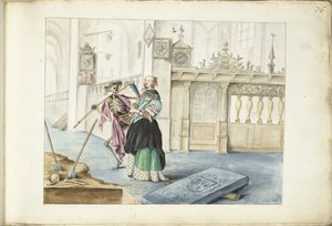 Frau (Aeltien?) stehend neben dem Tod in der Sint-Michaëlskerk, Zwolle von Gesina ter Borch (signed by artist)