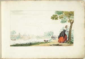 Frau, die Namen in einen Baum ritzt von Gesina ter Borch (signed by artist)