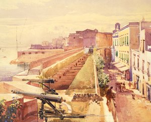 Batterie in Gaeta, von Giacinto Gigante (1806-1876), Italien