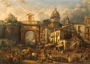 Italien, Neapel, Markt an der Porta Capuana von Giacinto Gigante