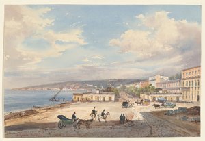 Blick von Posillipo nach Norden, eine von vier kleinen Ansichten von Neapel aus einem Album Amicorum von Giacinto Gigante