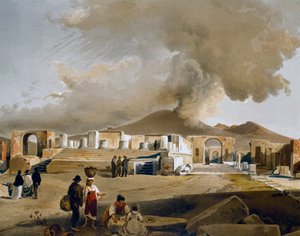 Ansicht des Forums und des Jupiter-Tempels in Pompeji, Illustration von Giacinto Gigante (1806-1876) aus Häuser und Denkmäler von Pompeji, von Fausto und Felice Niccolini von Giacinto Gigante