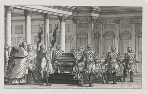 Der Kaiser Paul I. aufgebahrt mit einer Ehrenwache