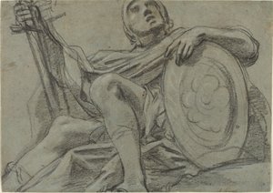 Sitzender Krieger mit Schwert und Schild [recto]