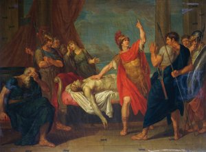 Achilles schwört einen Eid auf den Körper von Patroklos, Gemälde von Giacomo Conca (1787-1852)