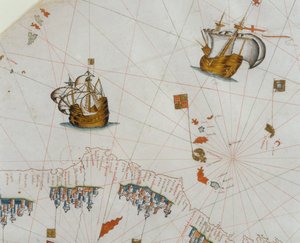 Eine nautische Karte, (Detail) der Kanarischen Inseln, 1564