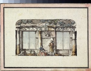 Entwurf für die Dekoration eines Raumes mit zwei Fenstern von Giacomo Quarenghi