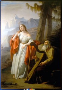 Ossian singt Malvina die Taten von Carthoon. Gemälde von Giacomo Trecourt