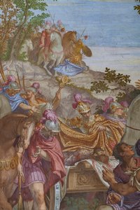 Alexander der Große bedeckt den Leichnam von Darius mit einem Mantel, Hauptsaal