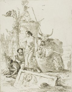 Junge Hirten und alter Mann mit einem Affen, aus Scherzi von Giambattista Tiepolo