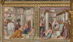 Zentrales Kirchenschiff, Fünfte Nordspanne, Anbetung der Weisen, Darstellung im Tempel, Gian Francesco Bembo von Gian Francesco Bembo