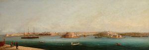 Großer Hafen und Drei Städte von der Uferpromenade von Valletta, 1869 von Giancinto Gianni