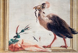 Ein Kasuar hält eine Schlange im Schnabel, aus dem Chinesischen Raum in der Foresteria, 1757 von Giovanni Domenico Tiepolo