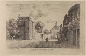 Ansicht des Wassertores in Gouda von Gijsbertus Johannes Verspuy