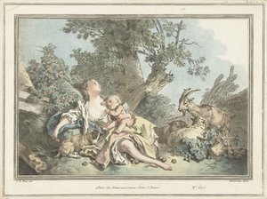 Schlafende Hirtin und schlafender Amor