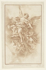 Engel mit drei Putti in Wolken von Gilles Demarteau