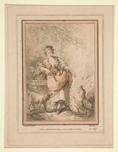 Mädchen füttert Hühner von Gilles Demarteau