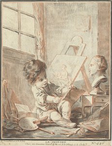 Kind als Maler im Atelier von Gilles Demarteau