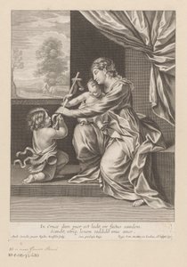 Maria mit Kind und Johannes dem Täufer, der ein Kreuz überreicht