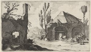 Landweg bei einer Ruine und einem Gasthaus (Zwölf Landschaften)
