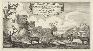 Titelblatt von zwölf Landschaften mit Figuren von Gillis van Scheyndel (I)