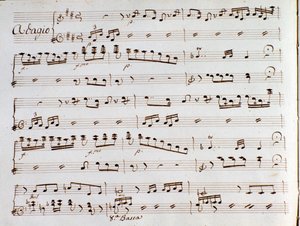 Seite der Partitur der Symphonie von Der Türke in Italien von Gioacchino Rossini