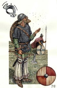 Mittelalter: Wikingerkrieger des 9. Jahrhunderts. von Giorgio Albertini