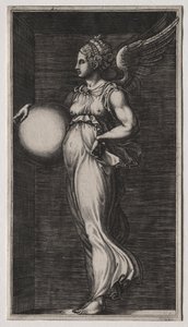 Allegorische Figur, die eine Kugel hält von Giorgio Ghisi