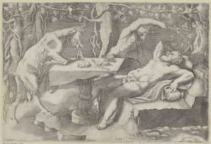Silenus, ein Satyr und eine Ziege