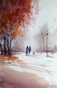 Herbstspaziergang eines Paares von Giorgio Gosti