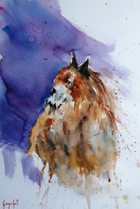 Expressive Aquarell-Eule